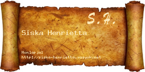 Siska Henrietta névjegykártya
